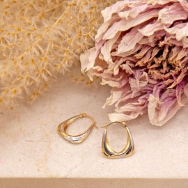 Carissima Gold Women's 9ct 2 Colour Gold Creole Earrings