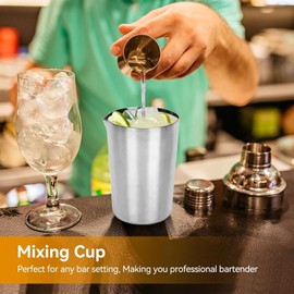 Hominas Cocktail Mixing Glass, 500 Ml Martini Stirring Glass Mixing Pitcher Glass Shaker with Pouring Spout for Bartenders and Home Cocktail, Stainless Steel, Sliver