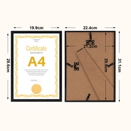 Vasemouh Picture Frames A4 (21 x 29.7 cm) Set of 3, Ideal for Certificates and Documents, Black Picture Frames for Wall and Table Display