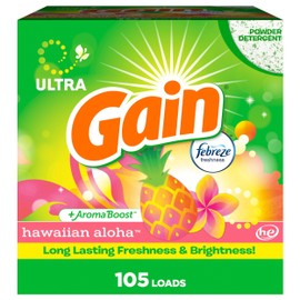 Gain Powder Laundry Detergent, Hawaiian Aloha Scent, 105 Loads, 135 OZ