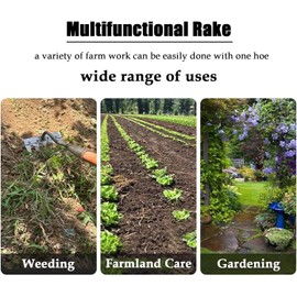 Iron Rake 2.0, Upgraded Iron Weeding Rakes 2.0, Iron Rake for Gardening and Weeding, Multifunctional Heavy-Duty Iron Rakes Gardening Hand Weeder Tools, Durable ＆ Lightweight (8 Teeth)