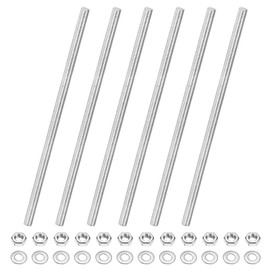 M METERXITY 6-Pack Fully Threaded Rod, M4x100mm 201 Stainless Steel Right Hand Thread Bar Studs with Hex Nuts and Washers for Furniture Anchor Bolts/Clamps/U-Bolts/Beaded Garden Stake Rods