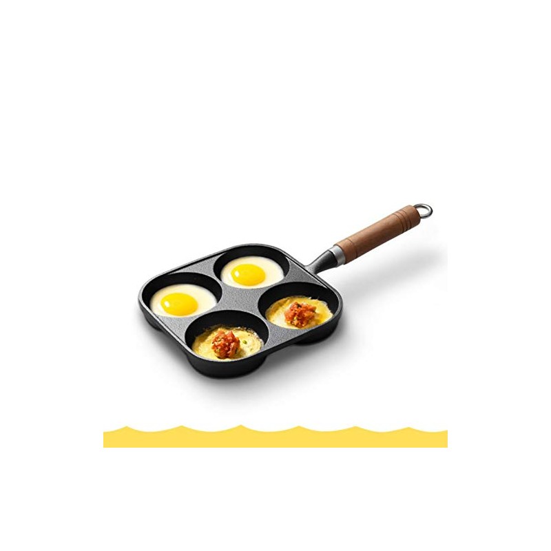 XJAXY Cast Iron Non-Stick Omelette Pan, Electric Stovetop Compatible, 4-Cup
