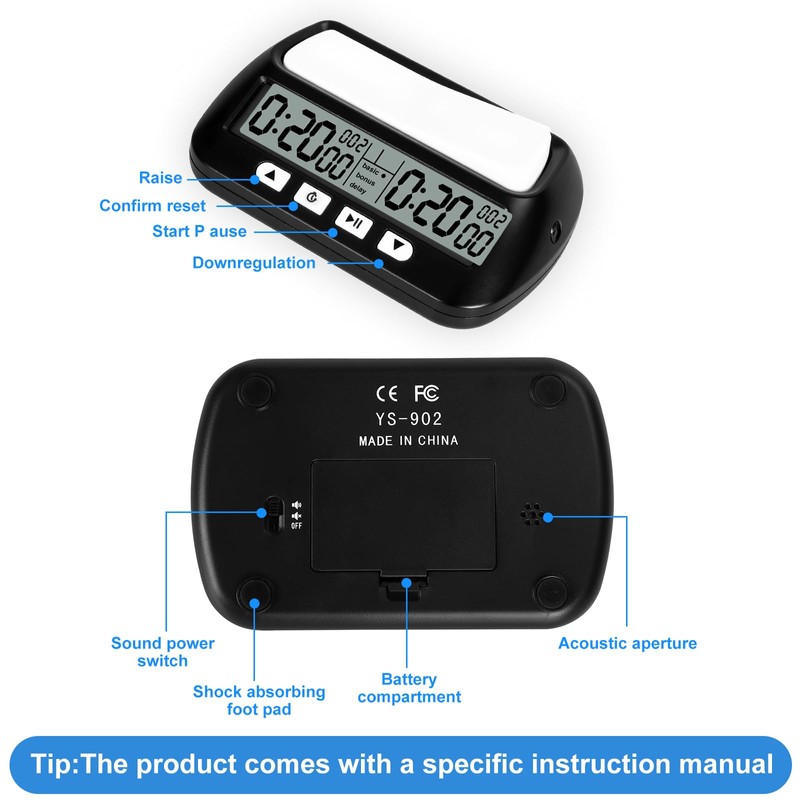 ​​USHOP Professional Digital Chess Clock, Chess Timer with Digital Multifunctional