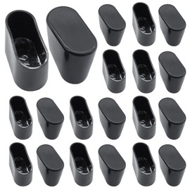 Bivethoi 20Pcs Oval Furniture Leg Protectors 1.34" x 0.63" （34mm*16mm）, Chair Feet Cover Rubber Pads Black Leg Caps for Table, Desk