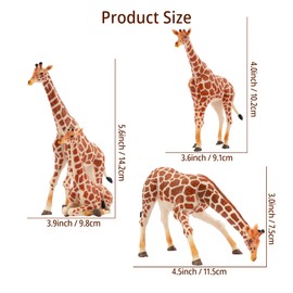 TOYMANY Set of 4 Giraffes Family Animal Figures Set Safari Toy Realistic Giraffe Toy Jungle Animal Figures Animal Figure Plastic Animals Zoo Jungle Forest Wild for Playing or as Decoration