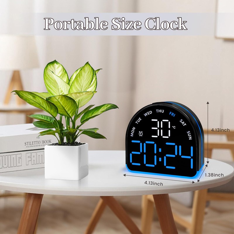 Digital Alarm Clock, Small Semicircle Shaped Led Alarm Clock, Night