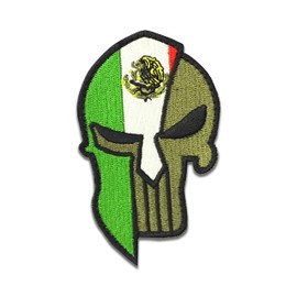 M-TOUCH Spartan Mexico Flag Skull Patch - 2.5*3.6 Inches - Embroidered - 1 Piece