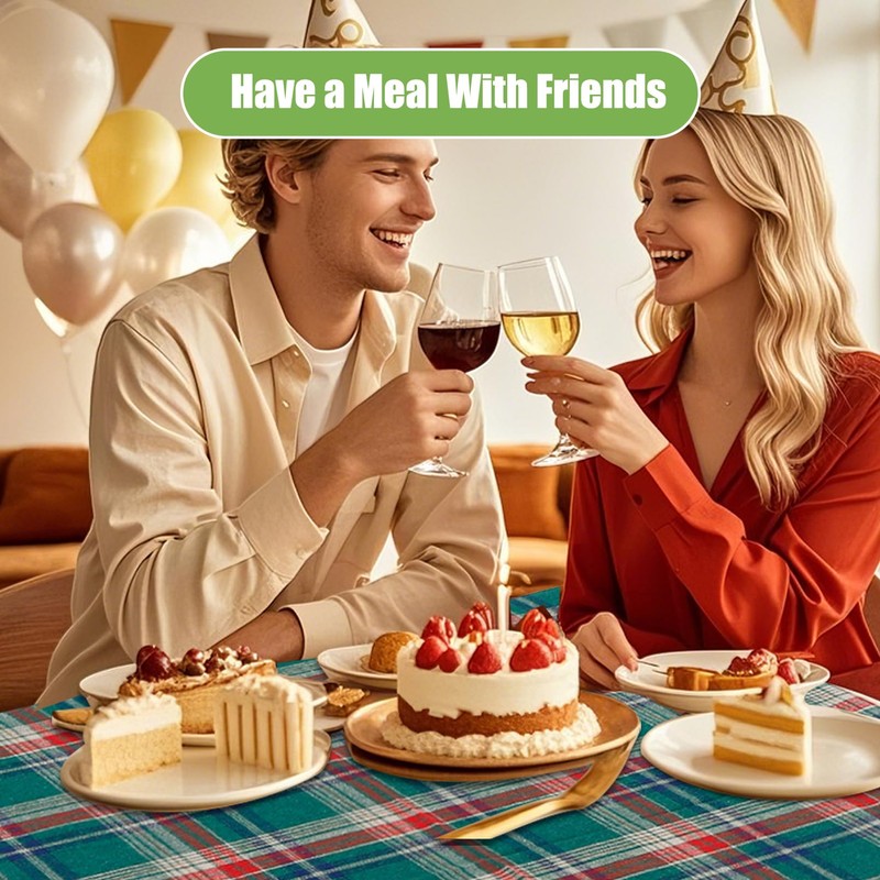 Incisite Gingham Tablecloth, 140cm x 140cm Cotton Linen Table Cloth,