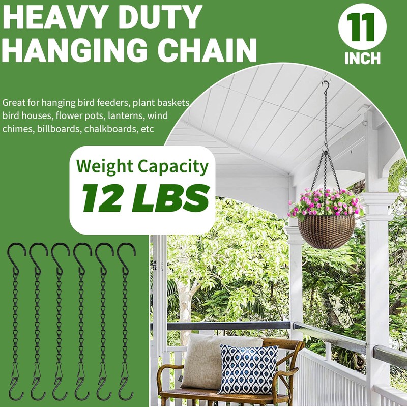 Mikniri 6 Pack 11 Inch Plant Hanger,Black Hanging Chains with