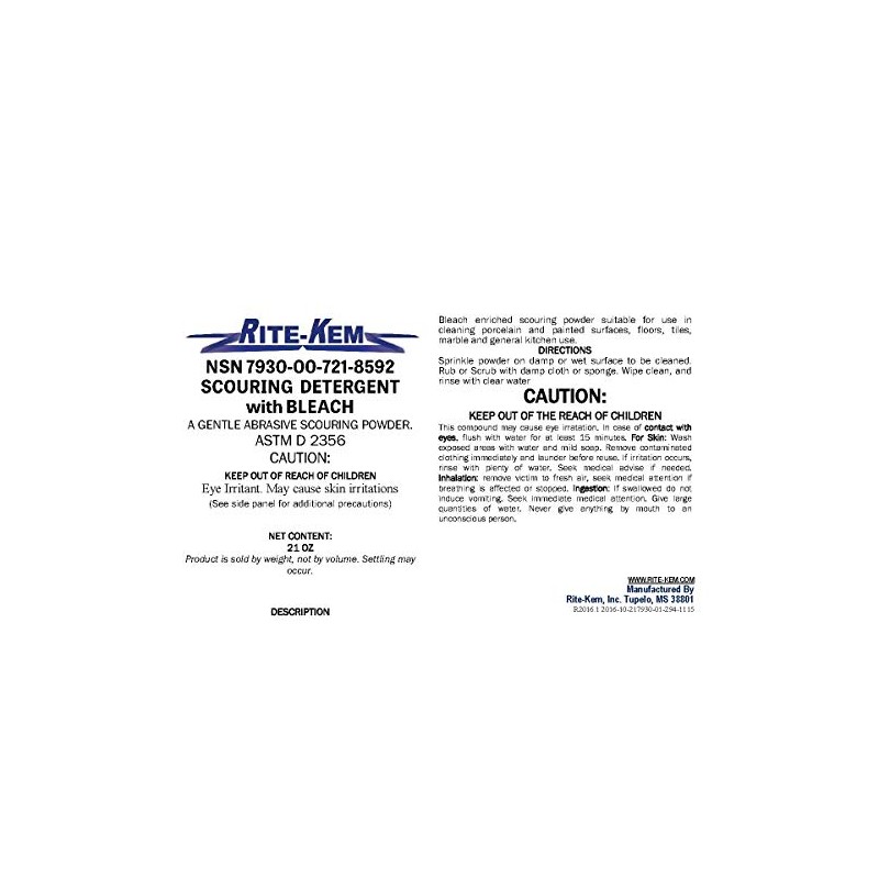 Rite-Kem SCOURING DETERGENT W BLEACH 30/24oz