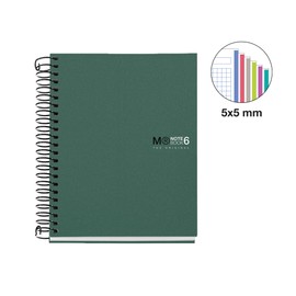 Miquelrius Notebook A6 Notebook The Original 6 Coloured Stripes, Opaque Polypropylene Cover, Size 105 x 148 mm, No Drilling, 150 Sheets 70 g/m², Squared, 5 mm, Khaki
