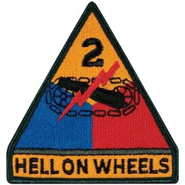 2nd Armored Division Hell on Wheels Patch (9.5 cm) US Army Full Colour Military Armed Forces DIY WW2 Embroidered Iron / Sew-on Badge Costume Patches