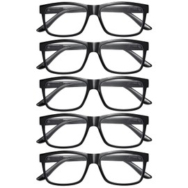 AIMISUV 5 Pack Reading Glasses for Women Men - Blue Light BlockingUV Filter Computer Readers,Anti Eyestrain Eyeglasses (Light Black, 3.50, x)