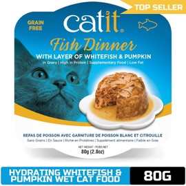 Catit Whitefish & Pumpkin Hydrating Wet Cat Food 80g - Healthy Meal for All Ages
