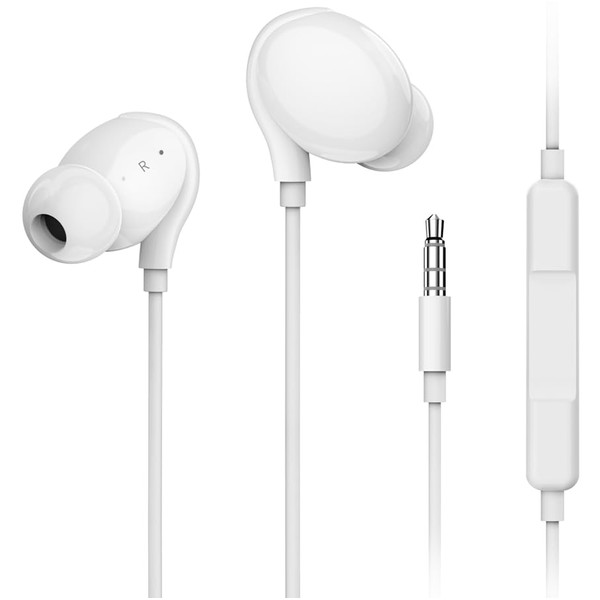 (Improved Sound Quality Version) Earphones, Wired Earphones, With Microphone, In-Ear Type, HIFI Sound Quality, Calls, Remote Control, Telework, Work From Home, Volume Adjustment, 0.14 inch (3.5 mm)