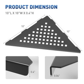 Corner Shower Shelf 10" Slot Design Bathroom Shower Shelves for Tiled Wall, 304 Stainless Steel Recessed Shower Organizer Corner Shelves for Inside Shower Bathroom Decor, Matte Black, 2 Pack (Square)