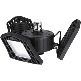 KONPWAY Deformable LED Garage Light - 6000 Lumen 2800K Warm White 60W, Three Leaf Garage Organization Ceiling Lighting