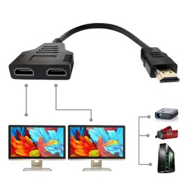 HDMI 1 in 2 Male to Female1 in 2 Out HDMI Split Screen One Tow Two,Support Two Tvs at The Same Time