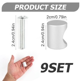 Hugfads Pack of 9 Silver Metal Cabinet Knobs, Cylindrical Drawer Handles with Screws, Robust and Elegant Furniture Knobs, for Drawers, Cupboards, Bookcases and Cabinet Doors