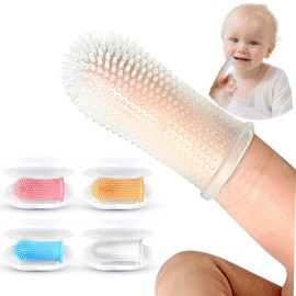 Itsy Bitsy People Baby Toothbrush, 360 Degree Bristle Silicone Finger Toothbr...