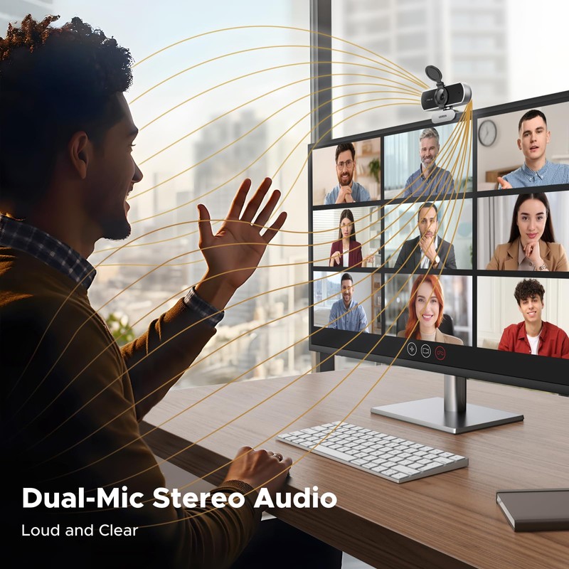 UGREEN 2K Webcam, Webcam for PC Ultra HD 1440P Computer