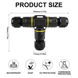 Cable Connector Waterproof 3-Pin Pack of 4 Cable Connector Waterproof IP68 Cable Connector IP68 Cable Waterproof Connect Cable Connector Waterproof for Diameter 3-12 mm Cable Diameter for Garden