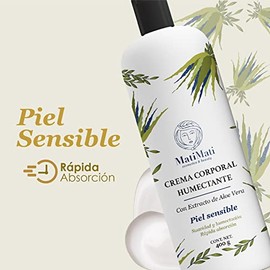 Crema Corporal Humectante Con Extracto Aloe Vera MatiMati Piel sensible, Calmante, Suavizante, Textura ligera 400 g