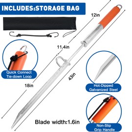 MorningRo 2 Pack Sand Spike Boat Anchor Pole for Boats Pontoon Kayak Boating, Up to 43' Shore Spike for Shallow Water Shore, Sandbar, Land with Storage Bag (Orange)