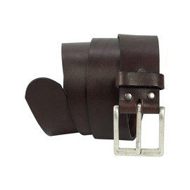 Harrys-Collection Women's and Men's Denim Belt Full-Grain Cowhide Leather Antique Silver Buckle - dark brown, size: 105