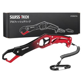SWISS+TECH Fish Grip, Fish Catcher, Aluminum Alloy, Rust Resistant, Load Capacity 44.1 lbs (20 kg), Lightweight, Compact, Rope Included, Carabiner Included, Lost Prevention, Sea Fishing, Pond Fishing,