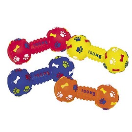 Nobby Vinyl Dumbbell Classic with Squeaker Assorted Colours 14 cm