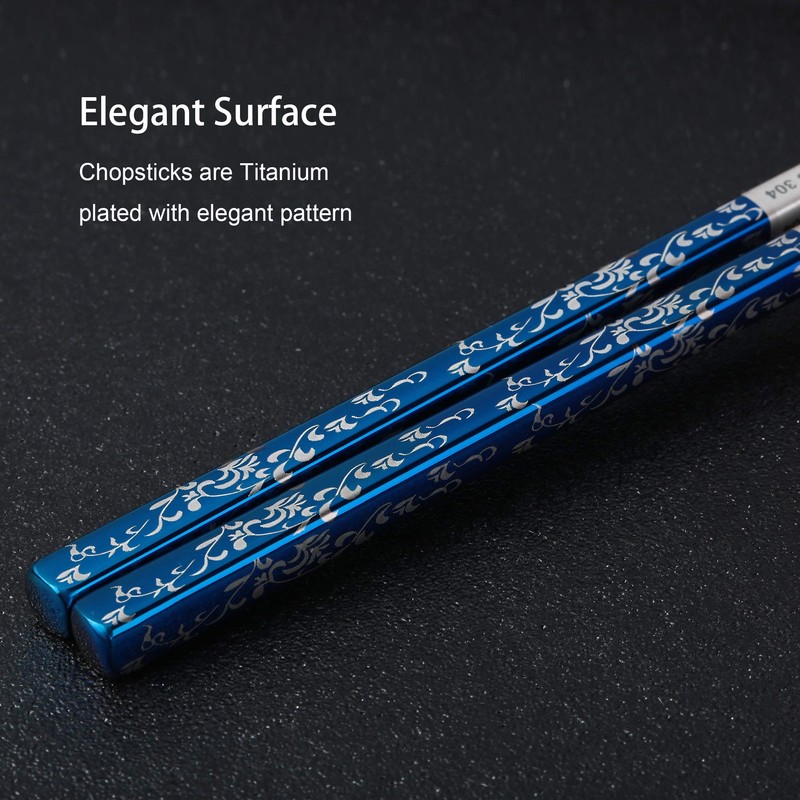 Titanium Plated Chopstick Stainless Steel Chopsticks Metal Chopsticks Reusable Dishwasher
