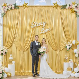 20x12FT Gold Sequin Curtains Backdrop, Wrinkle Free Back Drop for Wedding