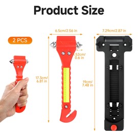 Arvoni 2 Stück Nothammer Auto mit Gurtschneider, Notfallhammer Auto mit Reflektor, 2 in 1 Brise Vitre mit Halterung, Gurtschneider Notfallhammer für Autozubehör, Rettungssituationen