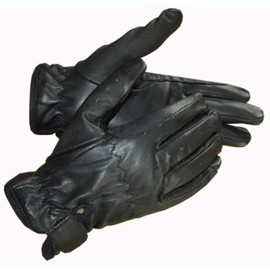 Ryda Ladies Real Leather Horse Riding Gloves White Black Brown Tan (Black, Medium)