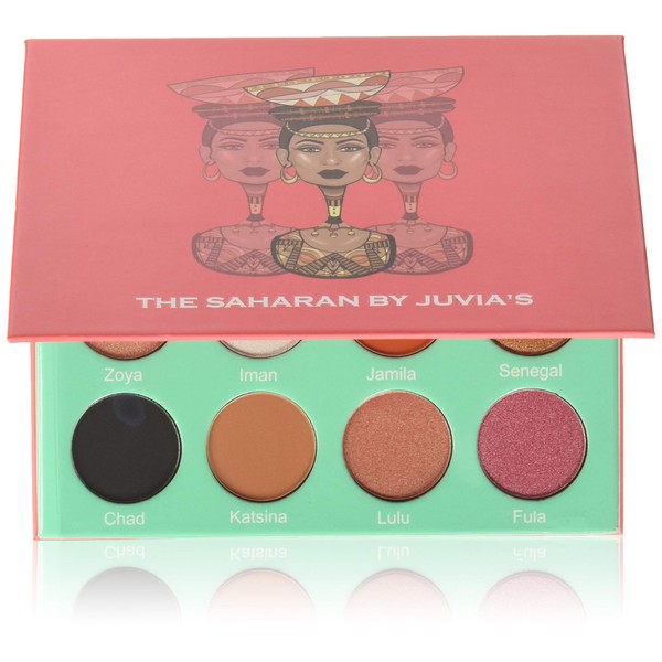 Juvia's Place Saharan Eyeshadow Palette, 12 Vibrant Colors Inspired by Fulani Culture in Reds, Black, White, Golds, Peach, Nude Shades, Mattes and Shimmers