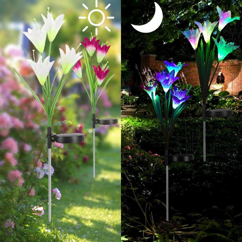 Outdoor Solar Lights – Decorative LED Flowers – Pack of