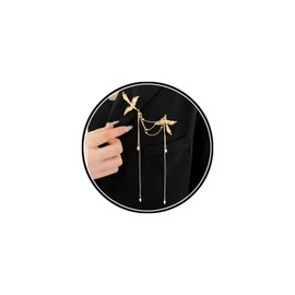 Gold Plated Bird Tassel Brooch Pins for Women,Dainty Silver Pearl Fringe Bird Statement Dress Pins,Vintage Court Suit Gathering Jewelry Gift (Gold)