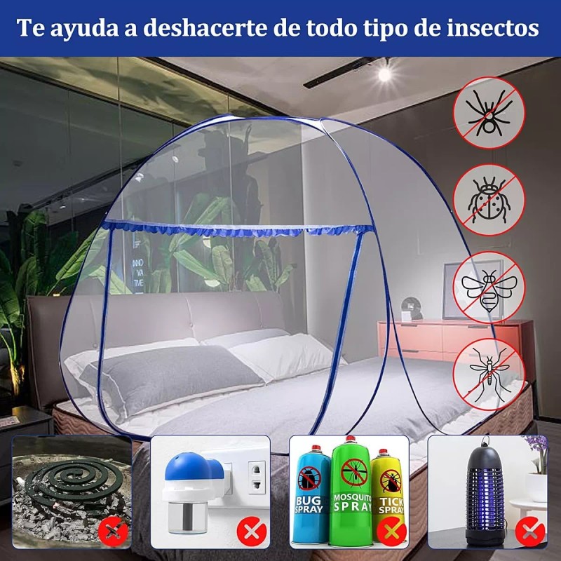 Pabellon mosquitero Mosquitero Pabellon Para Cama Tamaño Reina 200x180cm Azul