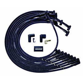 Moroso 51543 Ultra Series Black Sleeved Spark Plug Wires, Big Block Chevy, Under Header Routing, 90 Degree Plug Ends, HEI Distributor
