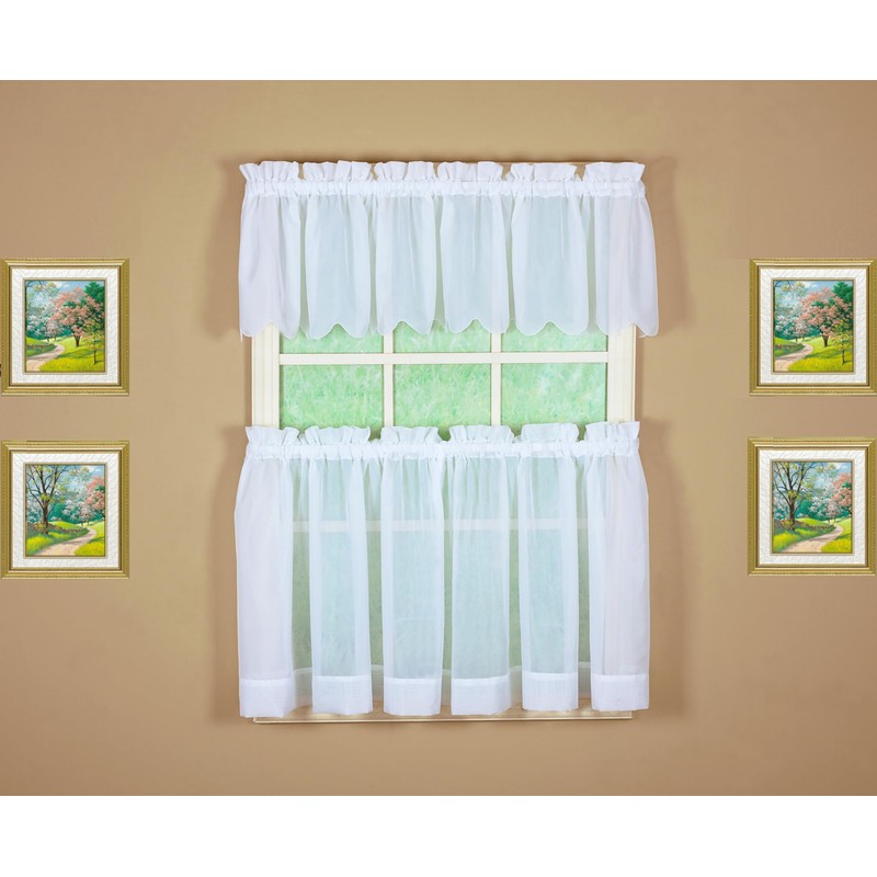 Today's Curtain Emelia Original Voile Tier Pair 30", White, 60"