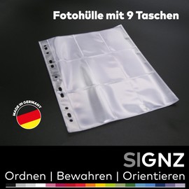 SIGNZ Collector's Wallet DIN A4, 9 Pieces (9 Pockets of 67 x 92 mm), Pack of 30, Extra Strong 110 my, Crystal Clear, CO2 Neutral, Made in Germany