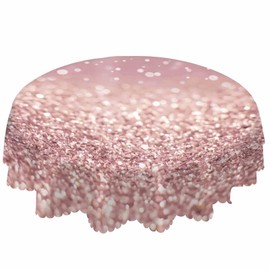AOYEGO Rose Gold Round Tablecloth 60 Inch Luxury Glitter Hazy Dreamlike Table Cloth Polyester Tablecloths for Home Decor, Parties, Picnic