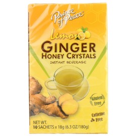 Prince Of Peace Lemon Ginger Honey Crystals Instant Tea, Decaffeinated, 10 Bags (Pack Of 6)