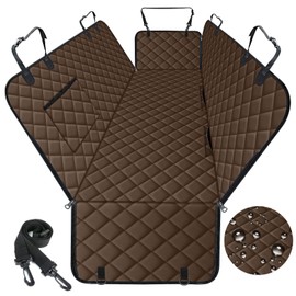 NECKORY Dog Car Seat Cover, Durable Waterproof Scratch Proof Nonslip Dog Hammock, Pet Back Seat Covers with Pocket for Cars SUVs and Trucks - L, Coffee/Black