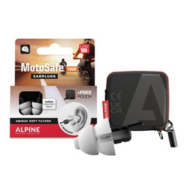Alpine MotoSafe Tour - Tapones para los oídos para motocicleta - Reducción de ruido y protección para los oídos - Para Touring y autopistas - Tapones hipoalergénicos reutilizables