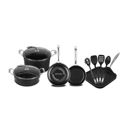 Vasconia Urban 11-Piece Aluminum Cookware Pots and Pans Set Nonstick with Lid - Dishwasher, Oven Safe up to 475°F kitchen utensils set - Skillets set, Griddle pan, Casserole, Dutch Oven for Stove Tops