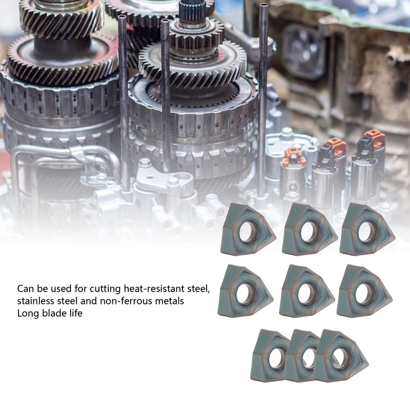 10Pcs Milling Inserts Heat Resistant Tin Plated CNC Cemented Carbide