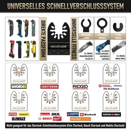 MaxEarn Oscillating 70 mm Extra Long Saw Blades, Titanium Multitool Blades, Universal Quick Change Oscillating Blade Set, Oscillating Tool Accessories for Cutting Metal, Wood, Pack of 13